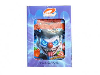 Конфета арт. 102217 "Клоун" кислая вкус клубника в пак. 20 шт. в кор.*