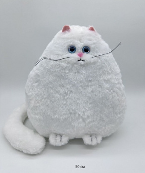 им Кошка арт. 23830-2-1 Пушистик капелька белый 50 см в пак.)