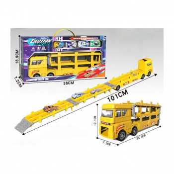 Машина арт. F3555-42 Автовоз-катапульта с трассой 101 см + 4 машины свет, звук в кор. 38*7,2*18,9