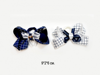 Бант арт. 552-7 С бантом шелковый клетка на резинке на листе Бант арт. 552-7 С бантом шелковый клетка на резинке на листе
