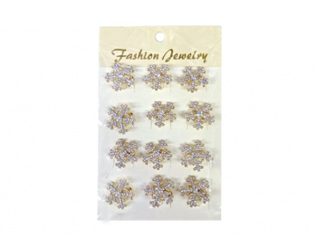 Брошь арт. 16382/XBZ0001-709 Снежинка золото стразы Набор 12 шт. в пак.