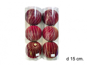 Шары арт. 15RDC3-H82 Красные с золотом Набор 3 шт. d-15 см в тубе Шары арт. 15RDC3-H82 Красные с золотом Набор 3 шт. d-15 см в тубе