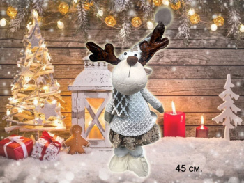 им Олень арт. W6805AB-2-601 Девочка в белом свитере 45 см в пак.