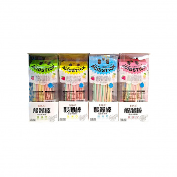 Конфета арт. 700488 Кислые фруктовые трубочки вкусы микс 30 г в пак. 20 шт. в прозрачной кор.'