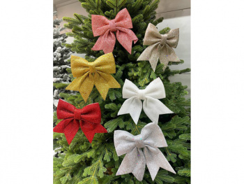 Бант арт. 1015-601 На елку цвета микс со стразами 16*16 см 1 шт. в пак.