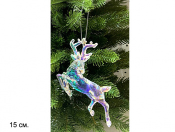 Игрушка-подвеска арт. LC9016-601 "Олень" прозрачный 15 см в пак. Игрушка-подвеска арт. LC9016-601 "Олень" прозрачный 15 см в пак.