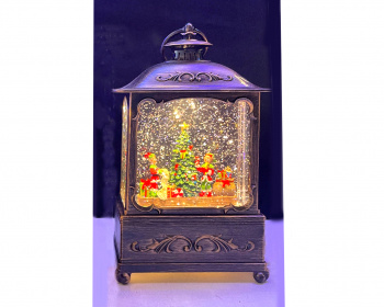 Фонарь Новогодний арт. 24008-2-601 "Эльфы у елки" свет 22 см в кор.