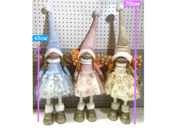 им Эльф арт. A101-2-601 Девочка в платье цвета микс, крылья свет. 45/70 см в пак.