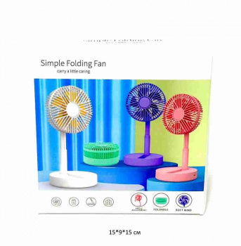 Вентилятор арт. ZB084 Складной настольный на батар. USB цвета микс в кор._/72 шт./