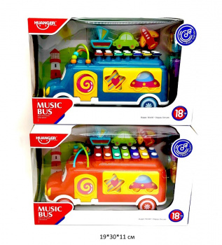 Металлофон арт. HE8023 Автобус цвета микс на батар. в кор._ Металлофон арт. HE8023 Автобус цвета микс на батар. в кор._
