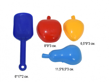 Песочный набор арт. 229/0824-1 Совок и три формочки в сетке_ Песочный набор арт. 229/0824-1 Совок и три формочки в сетке_