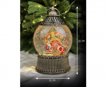 Фонарь Новогодний арт. DS610-1-601 "Карусель. 2 Деда Мороза" свет, музыка, USB в кор.