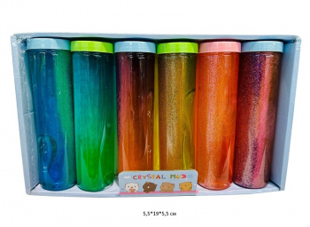 Лизун арт. RF-341 Прозрачный цвета микс блестки колба (6 шт.) шоубокс•