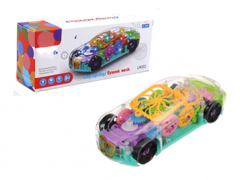 Машина на батар. арт. LX022 Прозрачная с шестеренками в кор.= Машина на батар. арт. LX022 Прозрачная с шестеренками в кор.=