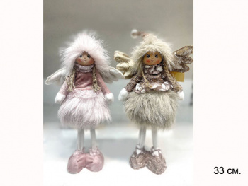 им Эльф арт. W7114AB-601 Девочка в меховом костюме цвета микс 33 см в пак.