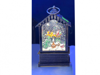 Фонарь Новогодний арт. DS2521-2-601 "Полет Деда Мороза" свет 21 см в кор.