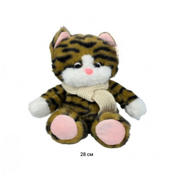 им Кошка арт. 0803-43-4 Рыже-коричневая толстая черная полоска в шарфе 28 см в пак._