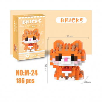 Конструктор арт. M-24-805 Микро Тигр рыжий полосатый 186 дет. в кор.