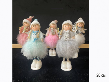 им Кукла арт. W1377-601 Девочка-ангел в меховом костюме в ассортименте 20 см в пак.