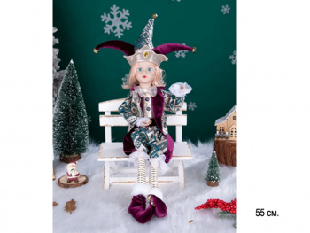 им Эльф арт. JL24-S-601 Мальчик в серебристо-лиловом костюме 55 см в пак.