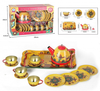 Набор посуды арт. 996-18C Чайный сервиз металл в кор. 25*18*8,5