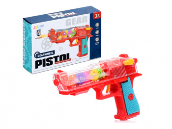 Оружие арт. 0307 Пистолет шестеренки на бат. свет, звук в кор.= Оружие арт. 0307 Пистолет шестеренки на бат. свет, звук в кор.=