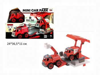 Машина констр. арт. LM9038-1 Пожарная Набор "Мини парковка" с отверткой в кор.=