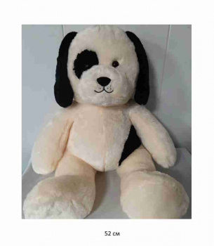 им Собака арт. XH2022-22 Белая черные ушки сидит 52 см в пак._