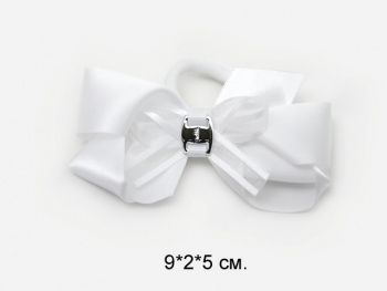 Бант арт. 1240 Белый шелковый на резинке Бант арт. 1240 Белый шелковый на резинке