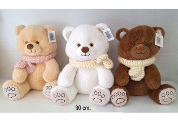 им Медведь арт. 9592/30 В шарфе цвета микс 30 см в пак.