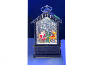 Фонарь Новогодний арт. DS2521-1-601 "Дед Мороз в санях" свет 21 см в кор.