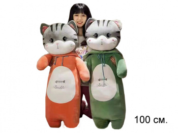 им Обнимашка арт. 230202-15/90421-13/90529-7 Кот в комбинезоне цвета микс 100 см в пак.)