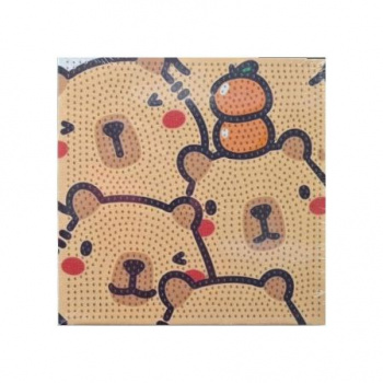 Алмазная мозаика арт. YT0223-209 Капибара с мандаринами на голове 20*20 на подрамнике в пак.