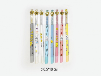 Ручка арт. 16203 Корона 1 шт.18 см (12шт.) синяя в ассортименте. Ручка арт. 16203 Корона 1 шт.18 см (12шт.) синяя в ассортименте.