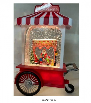 Фонарь Новогодний арт. 23024-2-601 "Дед Мороз и дети" свет, музыка, USB в кор.