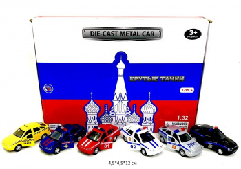 Модель металл. арт. TCC1819P-1820P-12D ВАЗ Такси, СК, Пожарная, Полиция (12 шт.) шоубокс_