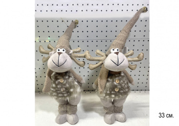 им Олень арт. C2-15-601 В меховой шубке, длинном колпаке 33 см в пак.