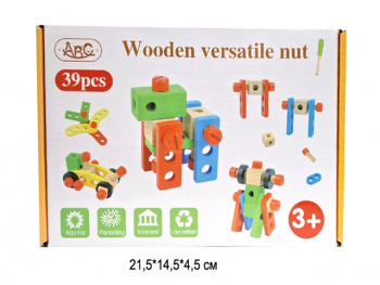 Деревянная игрушка арт. ST5894 Конструктор 39 дет. в кор.= Деревянная игрушка арт. ST5894 Конструктор 39 дет. в кор.=