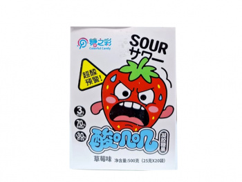 Мармелад арт. 891113-1/891106 "Клубника" кислый 25 г в пак. 20 шт. в кор.*