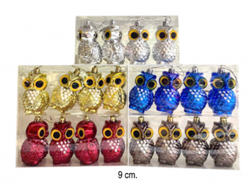 Шары арт. 9ADC4-C47-601 "Сова" Набор 4 шт. 9 см в кор. цвета микс
