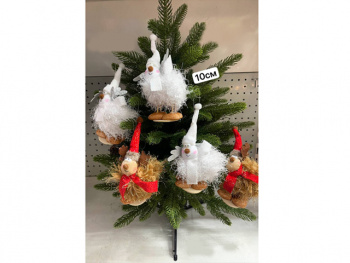 Игрушка-подвеска арт. 5369-601 Олень пушистый цвета микс 10/15 см в пак.