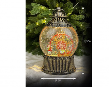 Фонарь Новогодний арт. DS610-2-601 "Карусель. Дети у елки" свет, музыка, USB в кор.