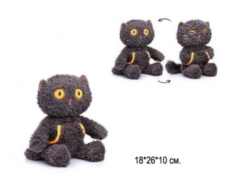 им Кошка арт. 16133-1-209 Черная кучерявая крутит головой с разными лицами в пак.