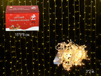 Гирлянда электр. арт. 206-32-501 Штора, теплый свет, 3х2 м в кор.