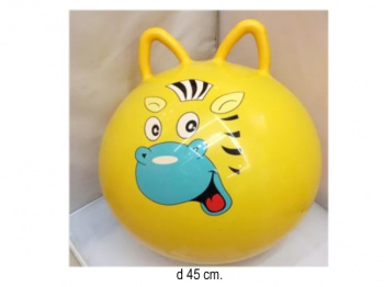 Мяч прыгун арт. 794-16 "Зебра" с ушками d-45 350 гр Мяч прыгун арт. 794-16 "Зебра" с ушками d-45 350 гр