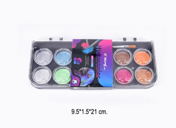 кц_Краски акварельные арт. YL222212-12 Набор 12 цветов металлик с кистью в пластиковой подложке