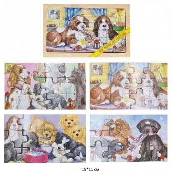 Деревянная игрушка арт. 5588-68-6 Пазл Собаки Набор 4 шт. в кор.)