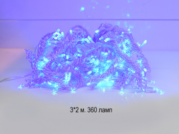 Гирлянда электр. арт. 207-32-501 Штора, синий свет, 3х2 м в кор.