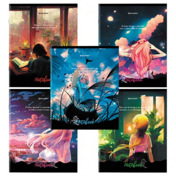 кс_Тетрадь арт. 404367 А5 48л. BRAUBERG скоба, клетка, обложка картон, "Аниме Girls"