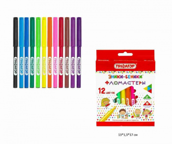 кс_Фломастеры арт. 151401 ПИФАГОР "ЭНИКИ-БЕНИКИ" 12 цветов, вентилируемый колпачок